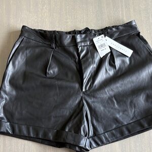 Sanctuary Black High Waist Faux Leather Shorts
